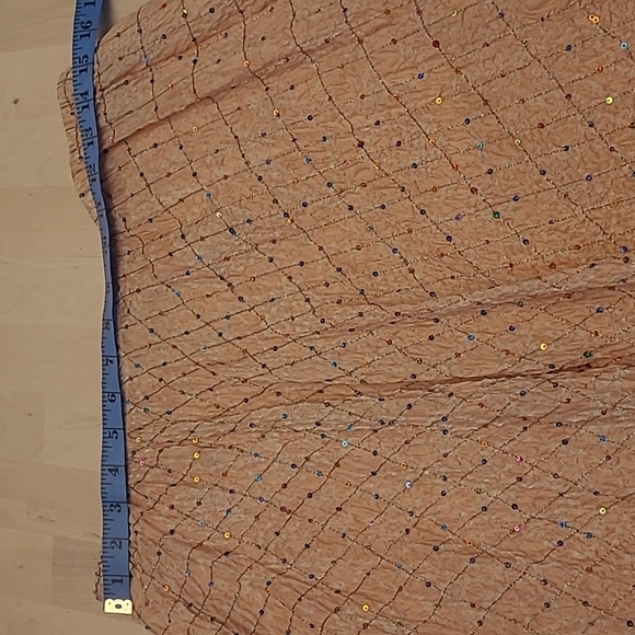 EUC Y2K Casual Studio 100% Silk Sequined Ombre Crinkled Skirt - Picture 5 of 14
